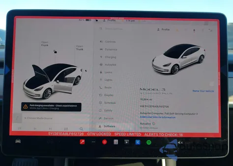 2020 Tesla Model 3 Standard Range Plus Rear-Wheel Drive/Standard Range Rear-Wheel Drive from USA, damaged, VIN 5YJ3E1EA9LF612726